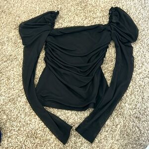 Black mesh puffy t-shirt